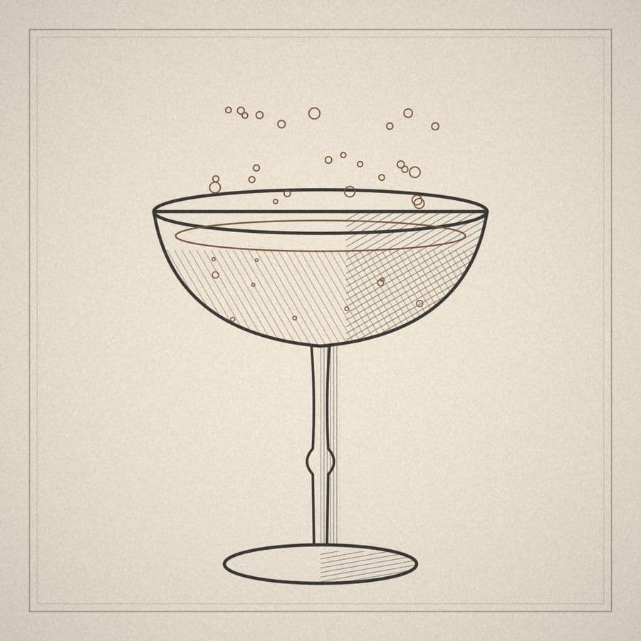 Line drawing of a champagne coupe