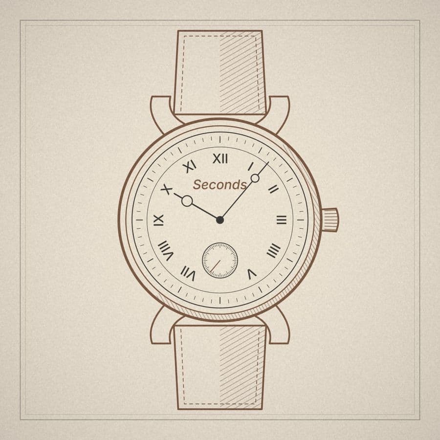 Line drawing of a slim dress watch