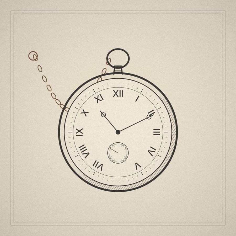 Line drawing of a pocket watch