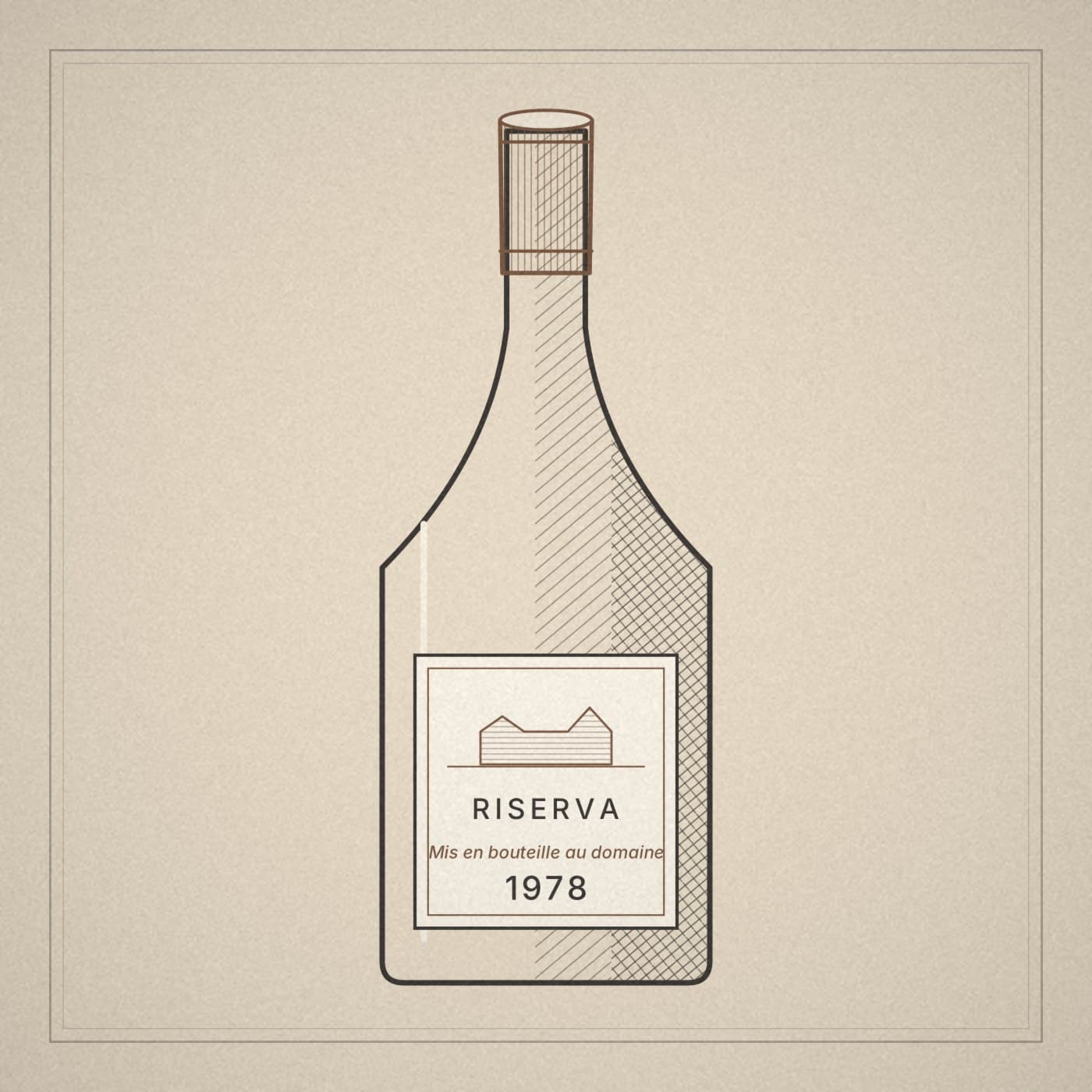 Line drawing of a wine bottle