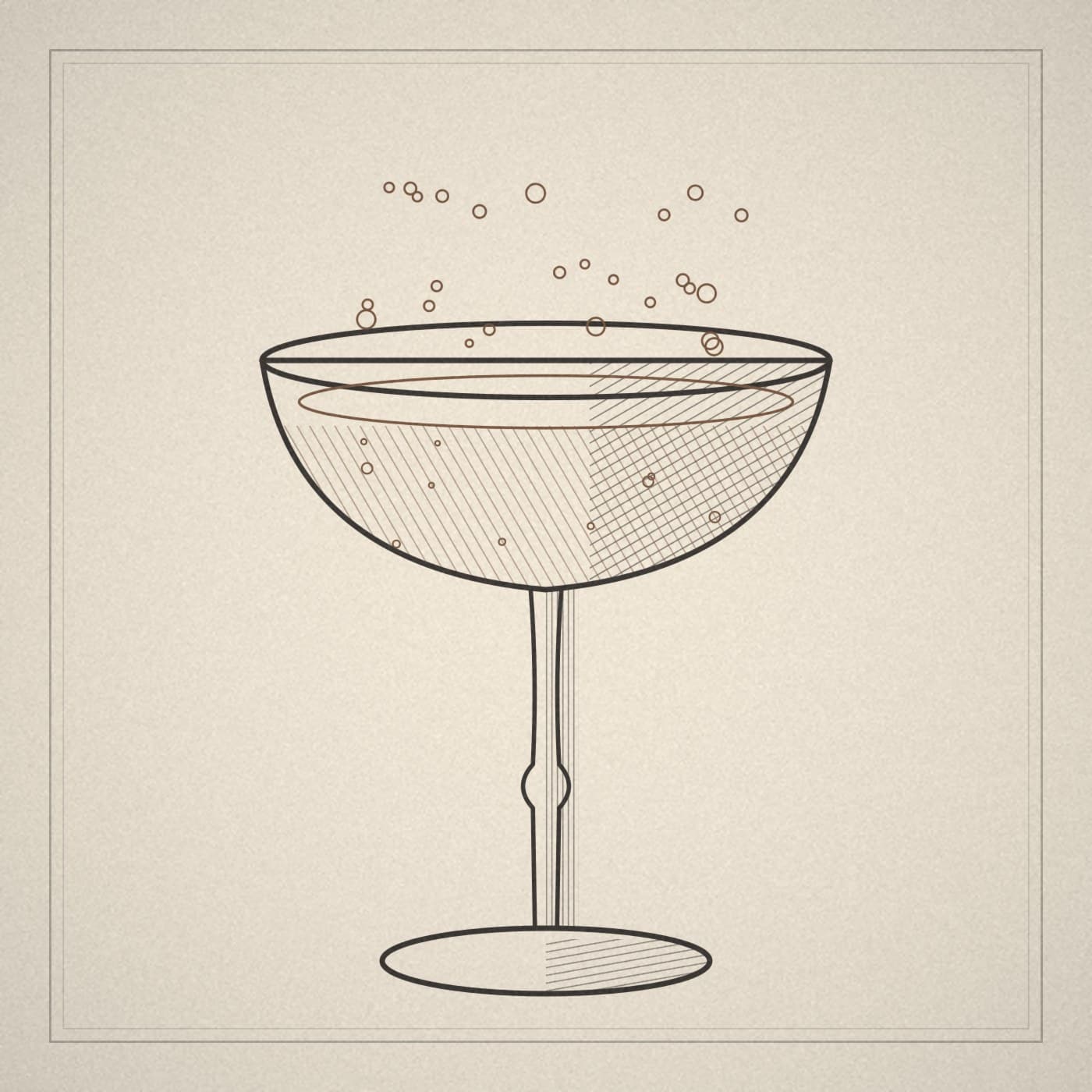 Line drawing of a champagne coupe
