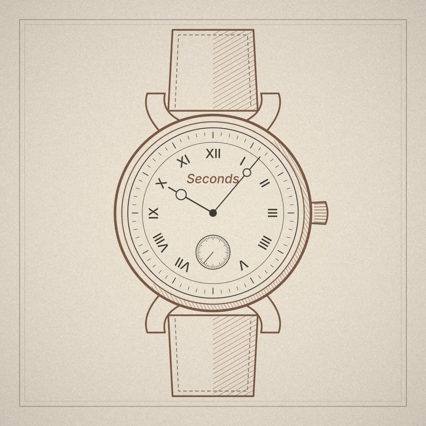 Line drawing of a slim dress watch