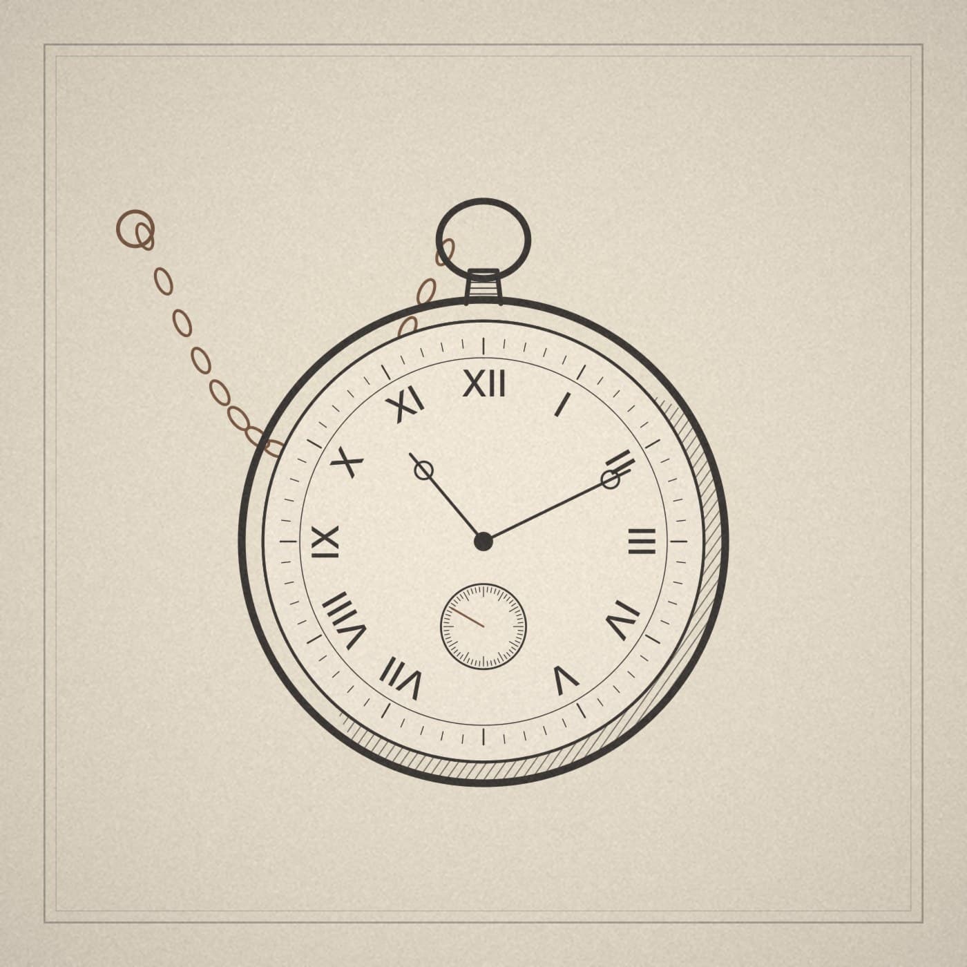 Line drawing of a pocket watch